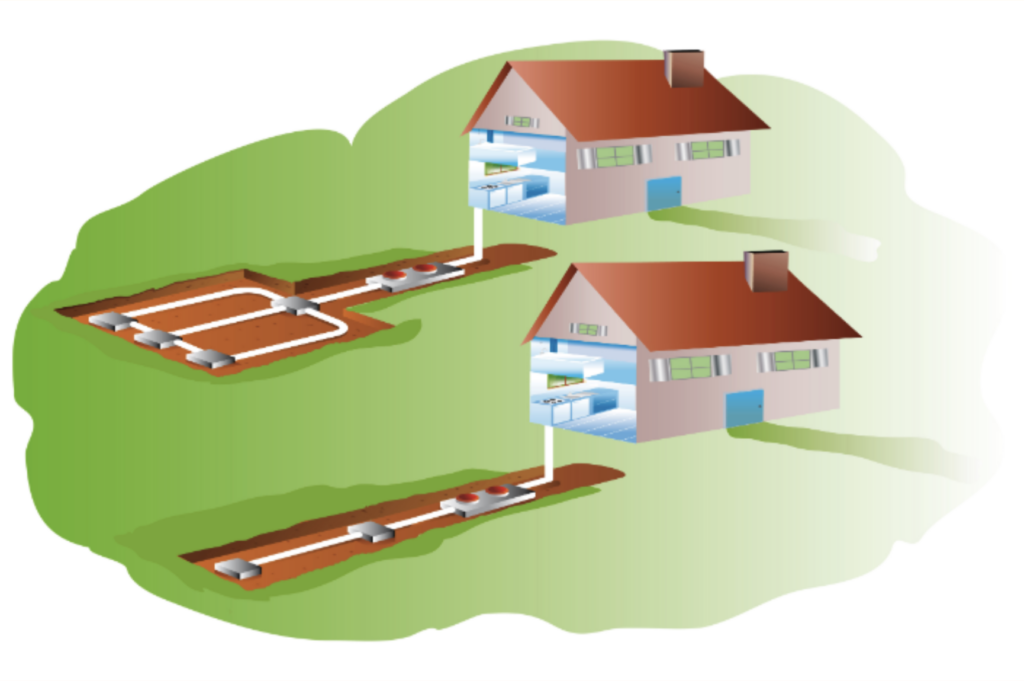 Illustration of Home With Geothermal Heat Pump System