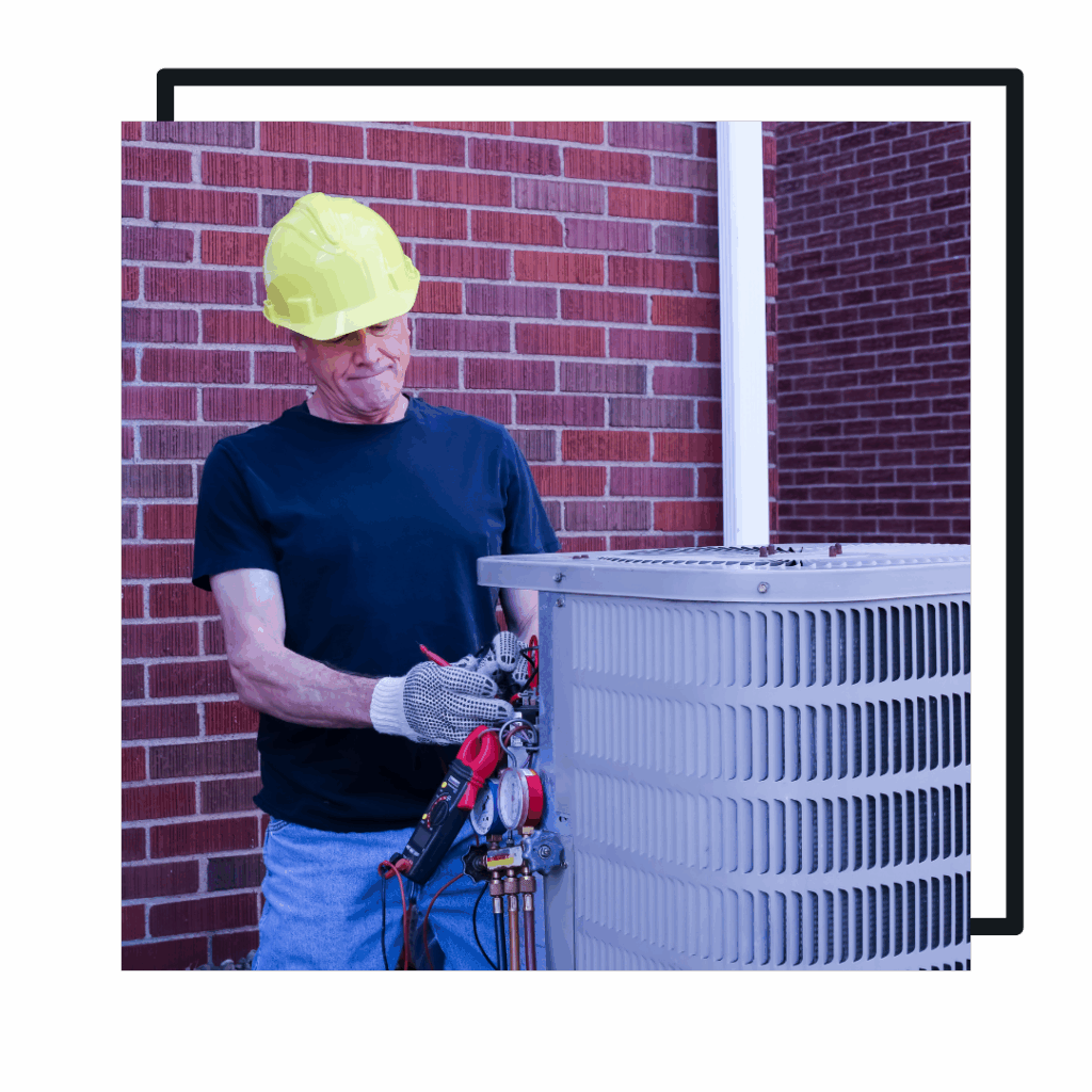 HVAC contractor working on AC repairs