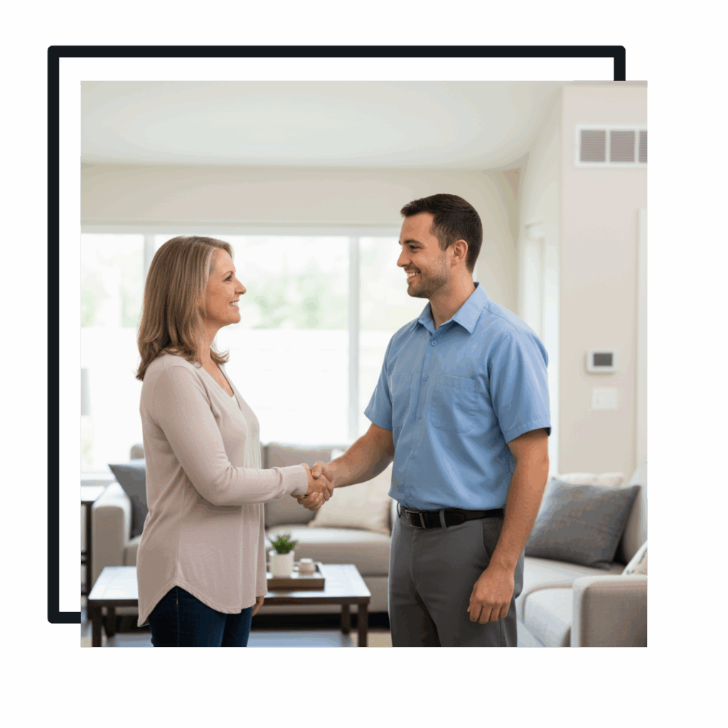 shaking hands with happy customer